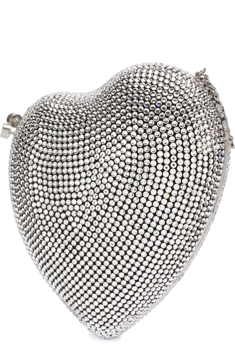 Женский клатч love SAINT LAURENT серебряного цвета, арт. 484049/0TR26 | Фото 3 (Женское Кросс-КТ: Клатч-клатчи, Вечерняя сумка; Материал: Натуральная кожа; Размер: mini; Ремень/цепочка: На ремешке)