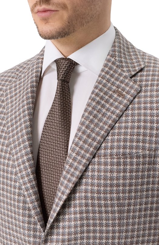 Шелковый галстук Brunello Cucinelli MX8630018 Коричневый  MX8630018 Фото 2