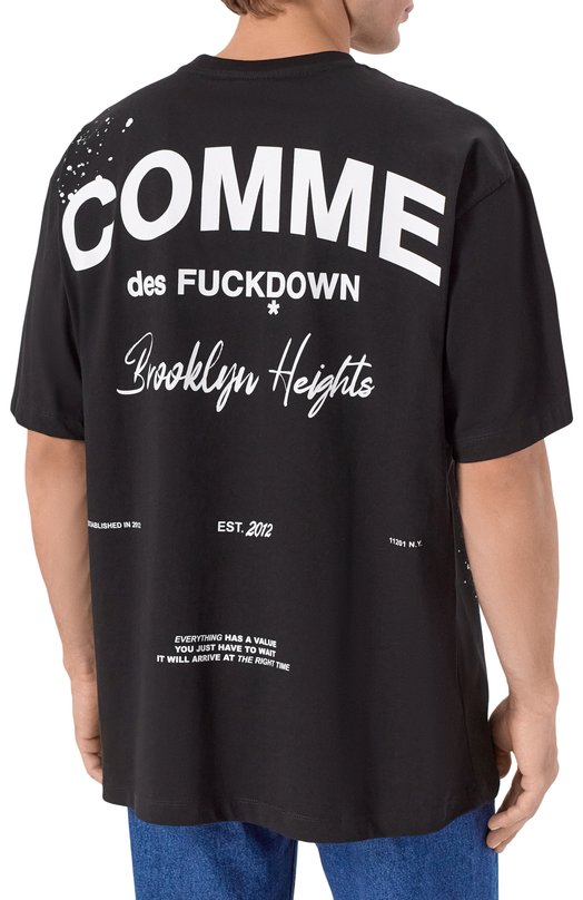 Хлопковая футболка Comme des Fuckdown CFABM01749 Чёрный  CFABM01749 Фото 4