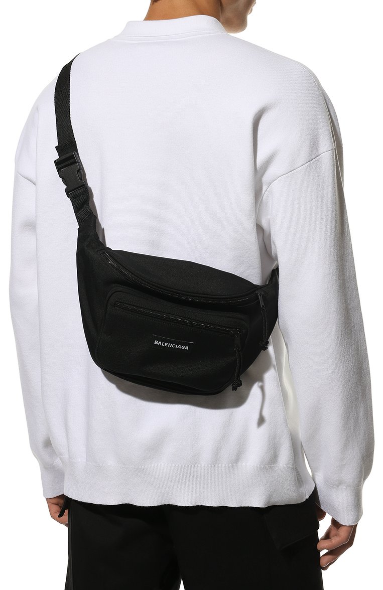 Мужская текстильная поясная сумка explorer BALENCIAGA черного цвета, арт. 482389/2JMF7 | Фото 2 (Материал: Текстиль; Размер: large; Случай: Повседневный; Материал сплава: Проставлено; Драгоценные камни: Проставлено)
