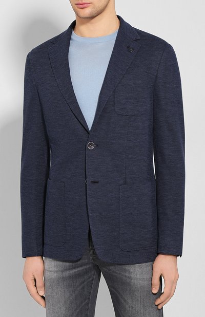 Хлопковый пиджак CANALI темно-синего цвета по цене 53150 руб., арт. W0147/WJ01622, фото 3 Хлопковый пиджак CANALI, арт. W0147/WJ01622, фото 3