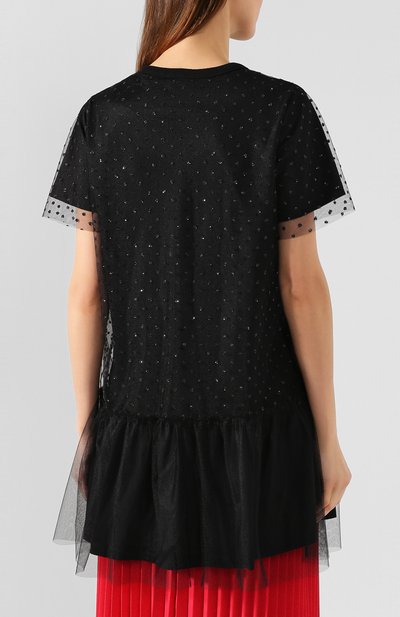 Хлопковая футболка REDVALENTINO черного цвета по цене 39950 руб., арт. TR3MJ03I/4YB, фото 4 Хлопковая футболка REDVALENTINO, арт. TR3MJ03I/4YB, фото 4