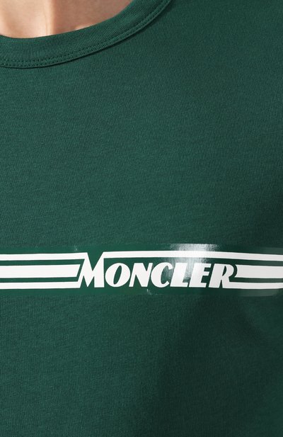 Хлопковая футболка MONCLER зеленого цвета по цене 26050 руб., арт. F1-091-8C707-10-8390T, фото 5 Хлопковая футболка MONCLER, арт. F1-091-8C707-10-8390T, фото 5