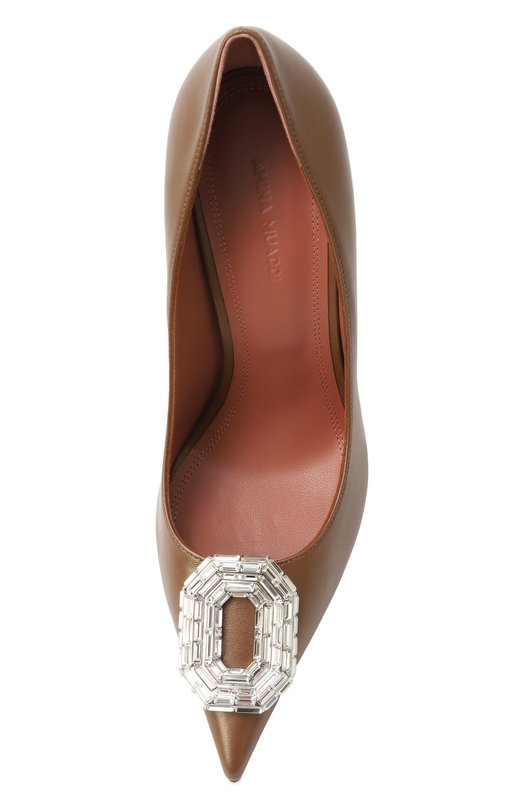 Текстильные туфли Camelia 105 Amina Muaddi CAMELIA PUMP 105 Коричневый  CAMELIA PUMP 105 Фото 6