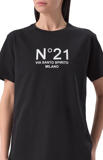 Хлопковая футболка N21 черного цвета по цене 21400 руб., арт. F051/6328, фото 5 Хлопковая футболка N21, арт. F051/6328, фото 5