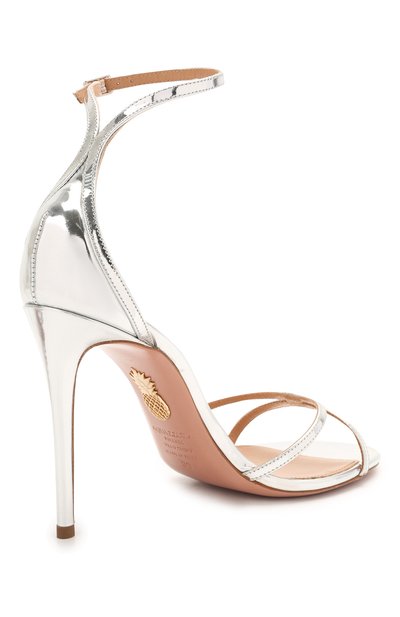 Кожаные босоножки AQUAZZURA серебряного цвета по цене 59900 руб., арт. PURHIGS0-SPE-CCC, фото 4 Кожаные босоножки AQUAZZURA, арт. PURHIGS0-SPE-CCC, фото 4