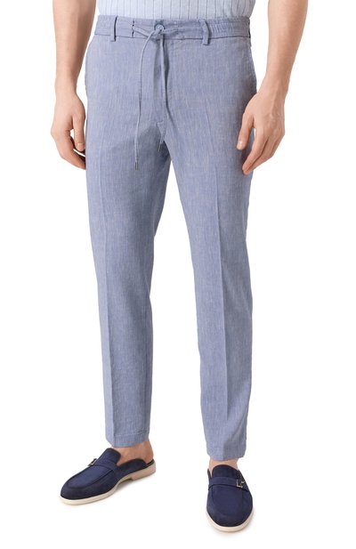 Брюки изо льна и вискозы BOSS синего цвета по цене 22450 руб., арт. 50540480, фото 3 Брюки изо льна и вискозы BOSS, арт. 50540480, фото 3