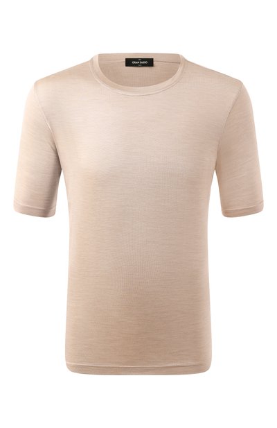 Шелковая футболка GRAN SASSO бежевого цвета по цене 28100 руб., арт. 60133/78311, фото 1 Шелковая футболка GRAN SASSO, арт. 60133/78311, фото 1