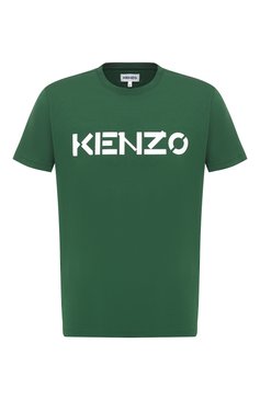 Мужская хлопковая футболка KENZO зеленого цвета, арт. FA65TS0004SJ | Фото 1 (Рукава: Короткие; Длина (для топов): Стандартные; Стили: Гранж; Принт: С принтом; Мужское Кросс-КТ: Футболка-одежда; Материал сплава: Проставлено; Материал внешний: Хлопок; Драгоценные камни: Проставлено)