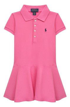 Детское хлопковое платье POLO RALPH LAUREN розового цвета, арт. 311624740 | Фото 1 (Рукава: Короткие; Материал внешний: Хлопок; Ростовка одежда: 2 года | 92 см, 3 года | 98 см, 4 года | 104 см)