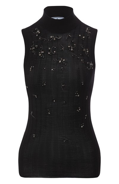 Женский топ из смеси кашемира и шелка PRADA, арт. P26341-1U0I-F0002