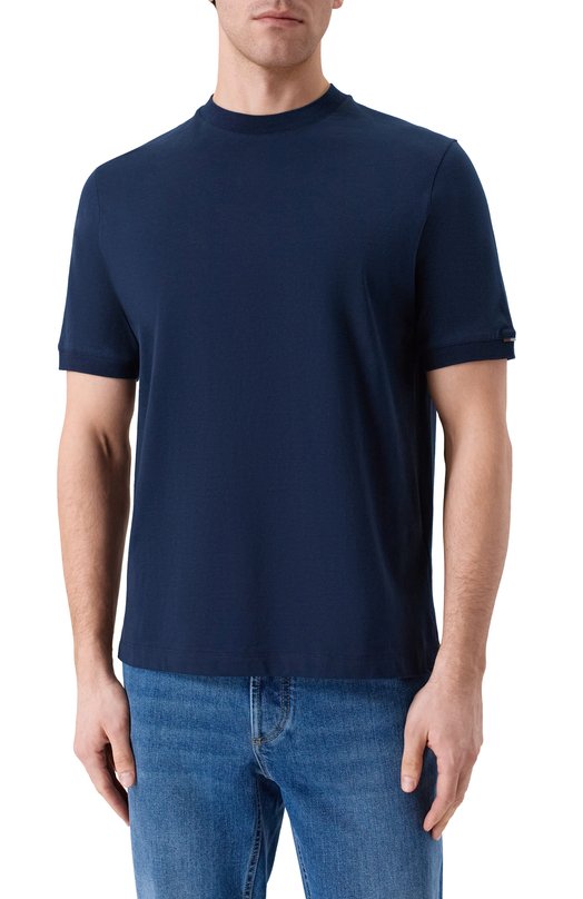 Хлопковая футболка Canali T0930/MJ02435 Синий  T0930/MJ02435 Фото 3