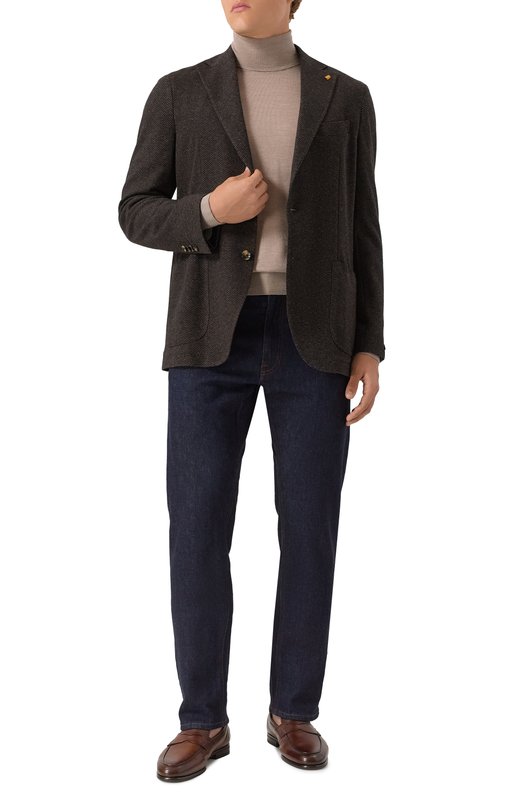 Пиджак из шерсти и хлопка Sartoria Latorre JD74/JG031 Коричневый  JD74/JG031 Фото 2
