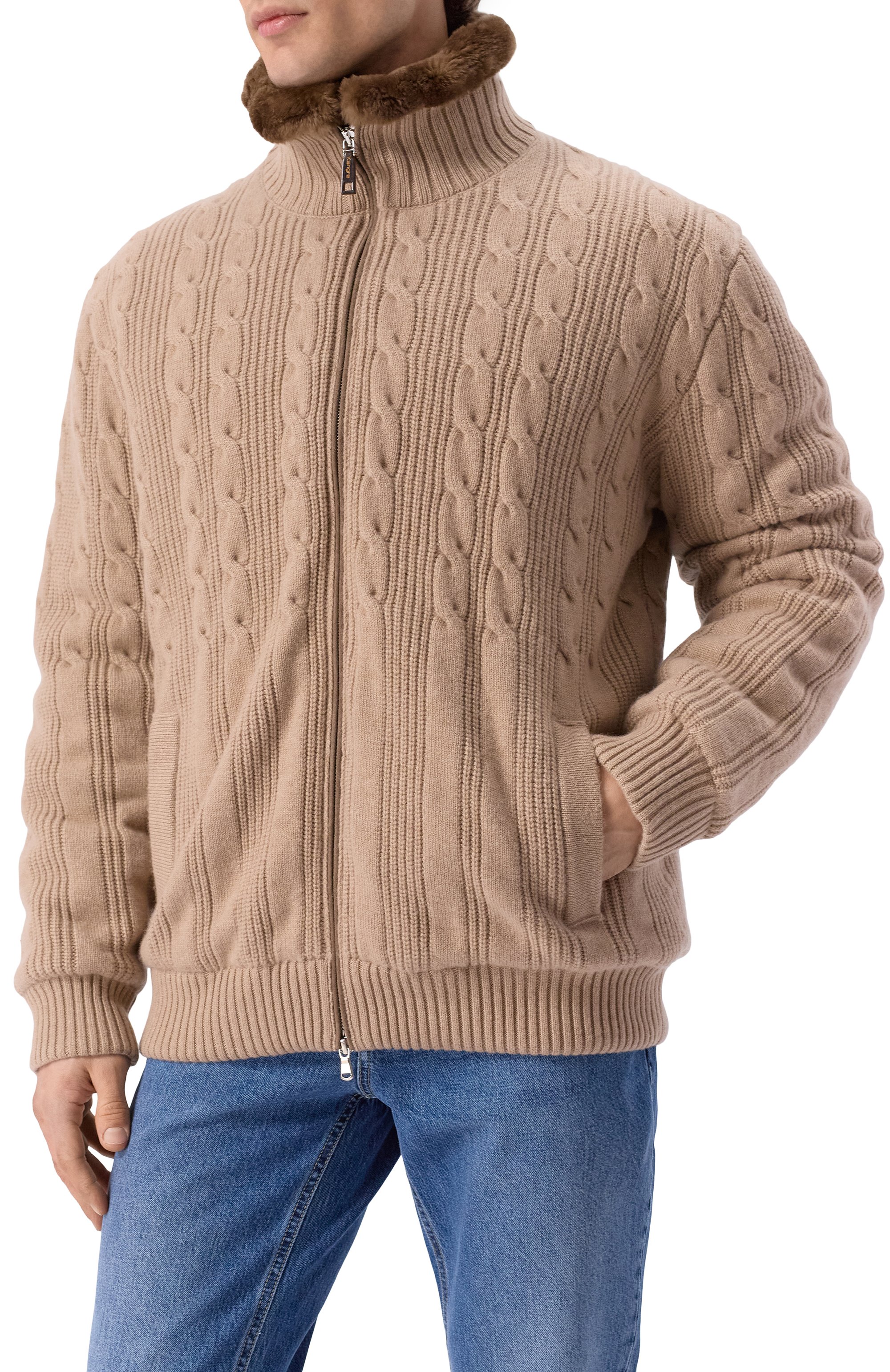 Кашемировый бомбер с подкладкой из бобра KANGRA бежевого цвета по цене 522500 руб., арт. 9151/09 02, фото 3 Кашемировый бомбер с подкладкой из бобра KANGRA, арт. 9151/09 02, фото 3