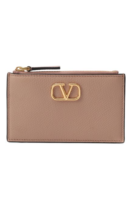 Женский кожаный футляр для кредитных карт VALENTINO бежевого цв�ета, арт. 6W2P0W17/SNP | Фото 1 (Материал сплава: Проставлено; Материал: Натуральная кожа; Нос: Не проставлено)