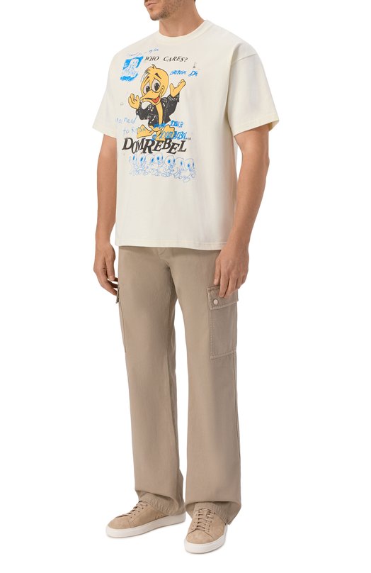 Хлопковая футболка DOMREBEL M WH0 CARES/T-SHIRT Кремовый  M WH0 CARES/T-SHIRT Фото 2