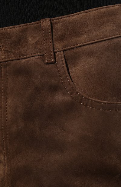 Замшевые брюки SAINT LAURENT коричневого цвета по цене 653500 руб., арт. 675724/0LI00, фото 5 Замшевые брюки SAINT LAURENT, арт. 675724/0LI00, фото 5