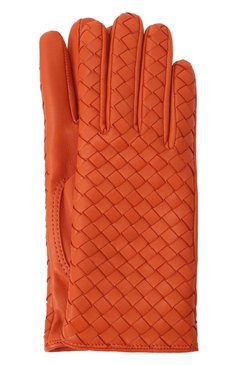 Женские кожаные перчатки BOTTEGA VENETA оранжевого цвета, арт. 804439 V0171 | Фото 1 (Нос: Не проставлено; Материал: Натуральная кожа)