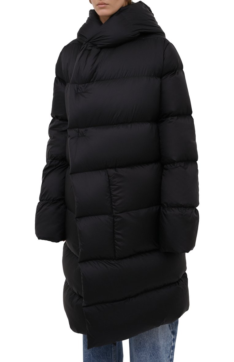 Женский пуховик RICK OWENS черного цвета, арт. RP02A7916/NZD3 | Фото 3 (Рукава: Длинные; Материал подклада: Синтетический материал; Материал внешний: Синтетический материал; Материал утеплителя: Пух и перо; Длина (верхняя одежда): До колена; Стили: Минимализм; Кросс-КТ: Пуховик; Материал сплава: Проставлено; Драгоценные камни: Проставлено)