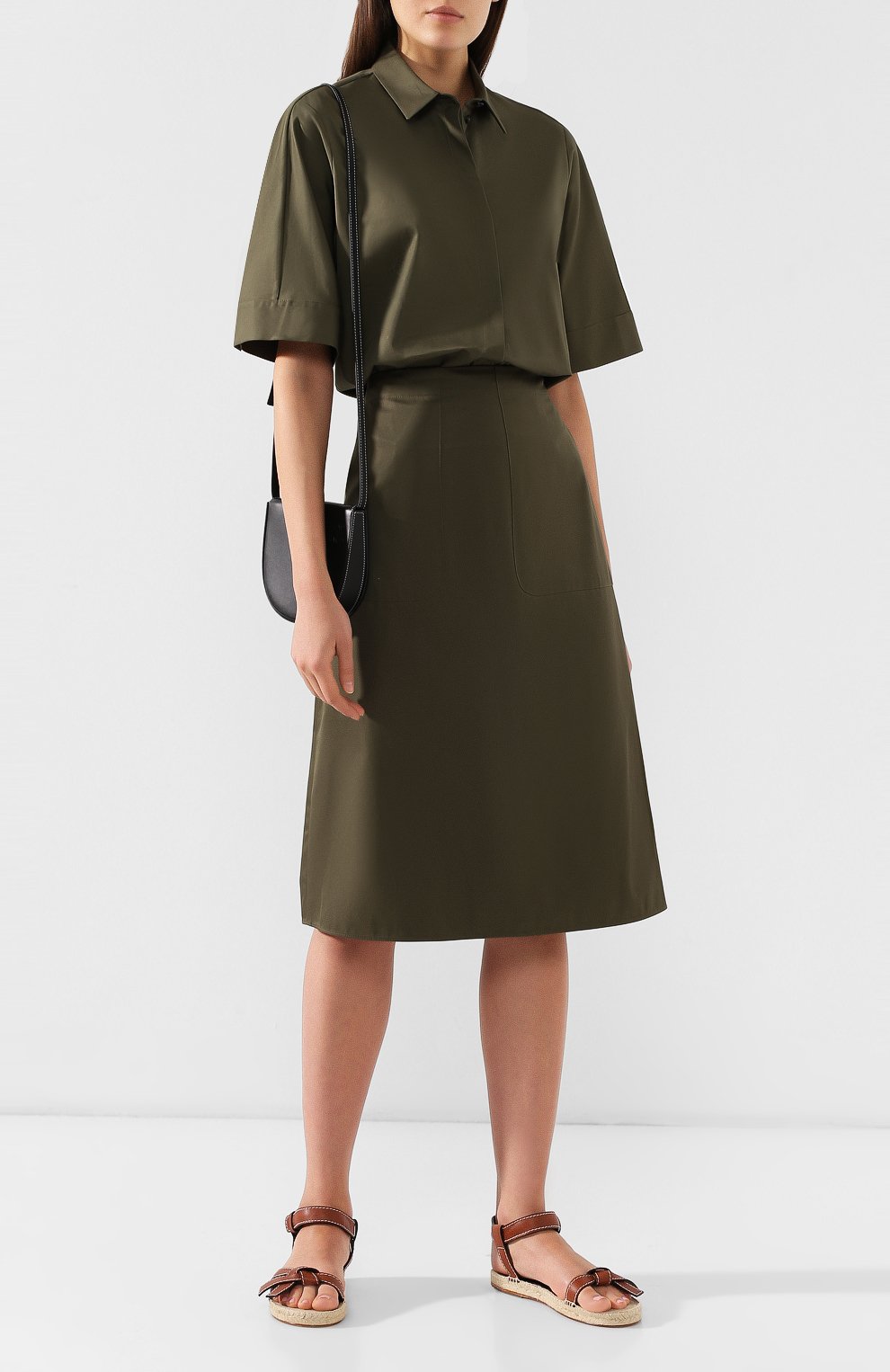 Хлопковая юбка JIL SANDER NAVY хаки цвета по цене 19950 руб., арт. JNWM3503A/JM2434, фото 2 Хлопковая юбка JIL SANDER NAVY, арт. JNWM3503A/JM2434, фото 2