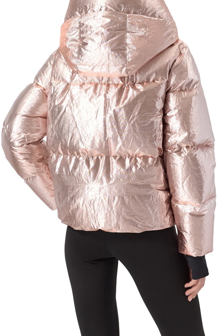 Женский пуховик trevelin MONCLER GRENOBLE розового цвета, арт. 1A000-44-5975P | Фото 4 (Длина (верхняя одежда): Короткие; Рукава: Длинные; Материал подклада: Синтетический материал; Кросс-КТ: Пуховик; Стили: Гламурный)
