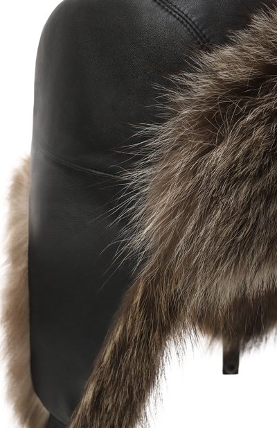 Кожаная шапка-ушанка с мехом енота VICTORIA KUSENKOVA, арт. 338508049159, фото 3