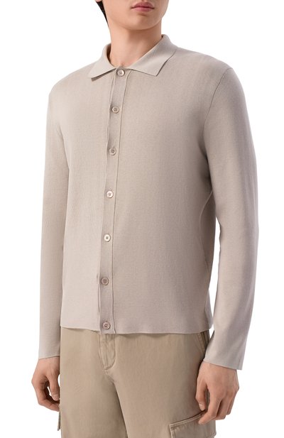 Рубашка из шелка и хлопка MVST бежевого цвета по цене 134500 руб., арт. M26.2PM.K104/Y201 KNIT SETA C0T0NE, фото 3 Рубашка из шелка и хлопка MVST, арт. M26.2PM.K104/Y201 KNIT SETA C0T0NE, фото 3