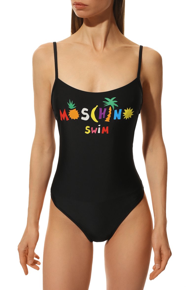 Женский слитный купальник MOSCHINO черного цвета, арт. A8122/5211 | Фото 2 (Длина Ж (юбки, платья, шорты): Мини; Материал внешний: Синтетический материал; Женское Кросс-КТ: Слитные купальники; Нос: Не проставлено; Региональные ограничения белый список (Axapta Mercury): Не проставлено)
