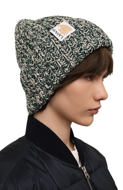 Шерстяная шапка LANVIN зеленого цвета по цене 22900 руб., арт. 6LCAPP/U7176, фото 2 Шерстяная шапка LANVIN, арт. 6LCAPP/U7176, фото 2