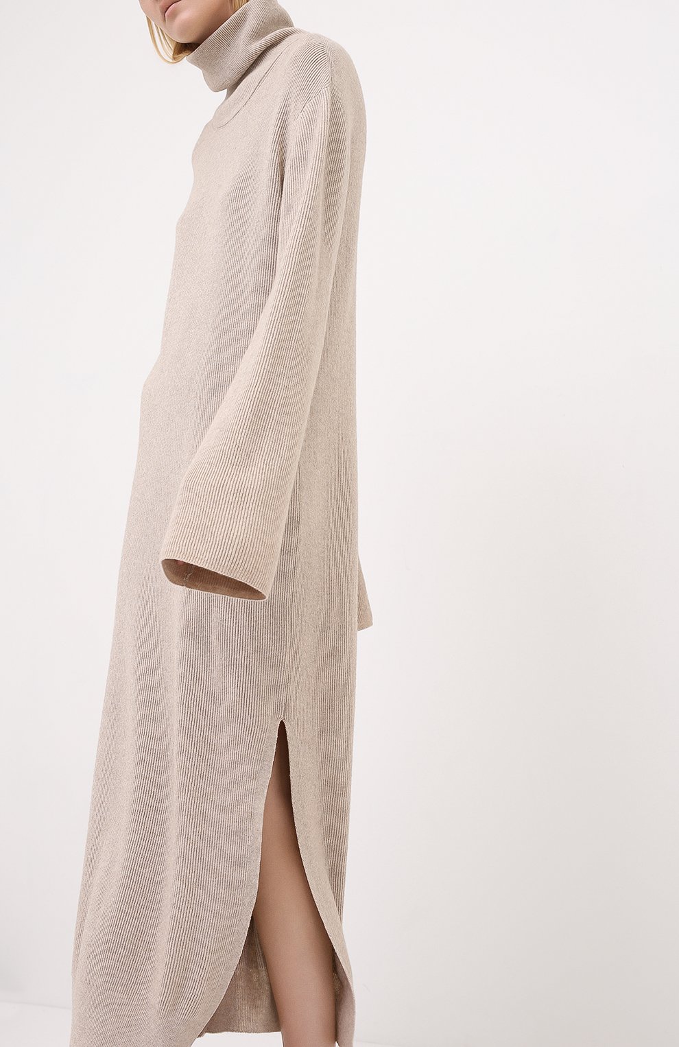 Платье-миди NANUSHKA бежевого цвета по цене 42550 руб., арт. CANAAN_BEIGE_RECYCLED CASHMERE KNIT, фото 3 Платье-миди NANUSHKA, арт. CANAAN_BEIGE_RECYCLED CASHMERE KNIT, фото 3