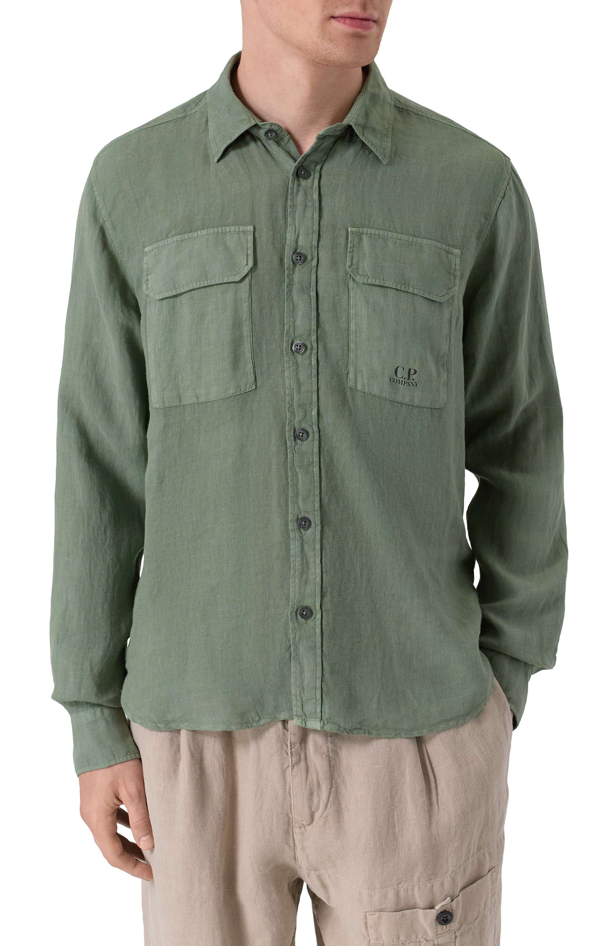 Льняная рубашка C.P. COMPANY, арт. 18CMSH250A005415G, фото 3