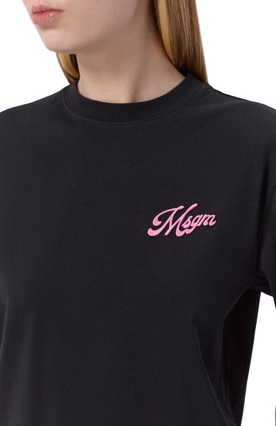 Хлопковый лонгслив MSGM черного цвета по цене 19950 руб., арт. 4041MDM111D/267002, фото 5 Хлопковый лонгслив MSGM, арт. 4041MDM111D/267002, фото 5