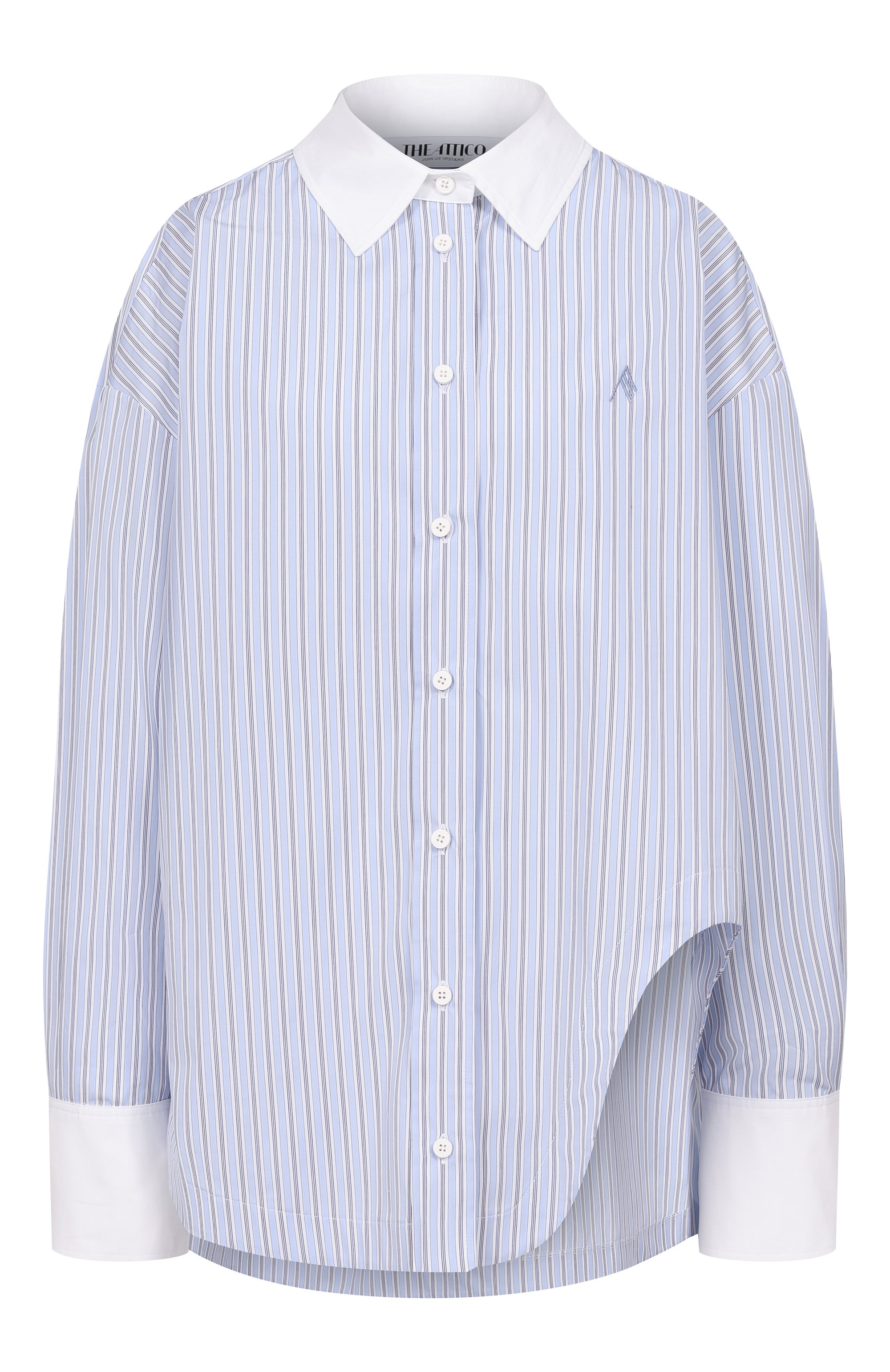 Хлопковая рубашка THE ATTICO голубого цвета по цене 78700 руб., арт. 260WCH00004/CCC127AA, фото 1 Хлопковая рубашка THE ATTICO, арт. 260WCH00004/CCC127AA, фото 1