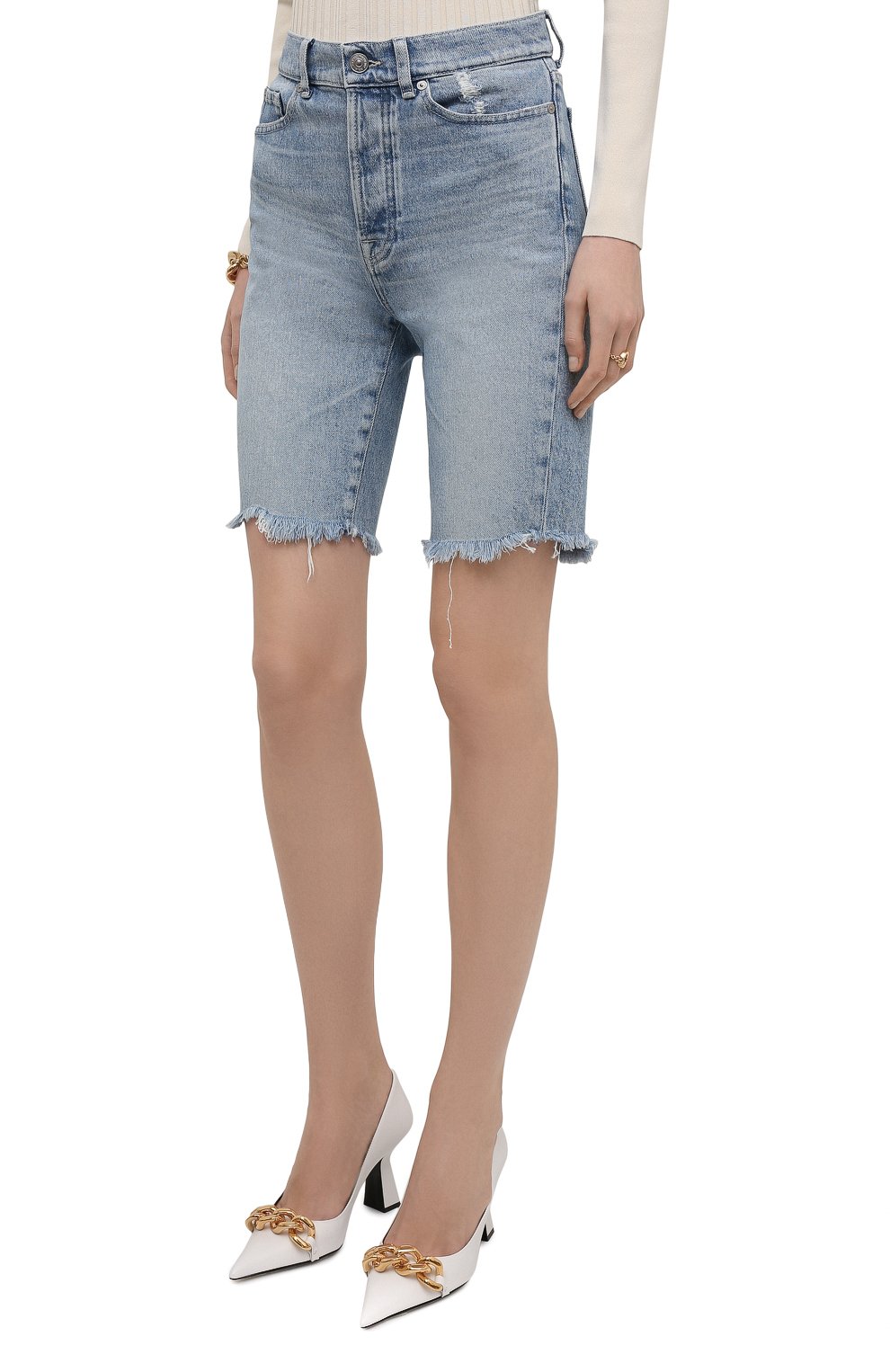 Джинсовые шорты 7 FOR ALL MANKIND голубого цвета по цене 18300 руб., арт. JS0SC100BA, фото 3 Джинсовые шорты 7 FOR ALL MANKIND, арт. JS0SC100BA, фото 3