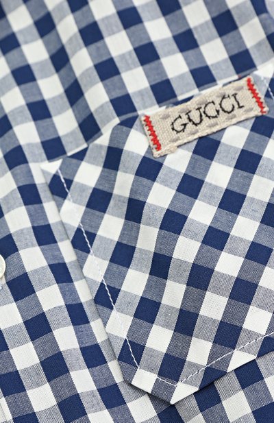 Хлопковая рубашка в клетку с накладным карманом и нашивкой GUCCI, арт. 452296/XB193, фото 3