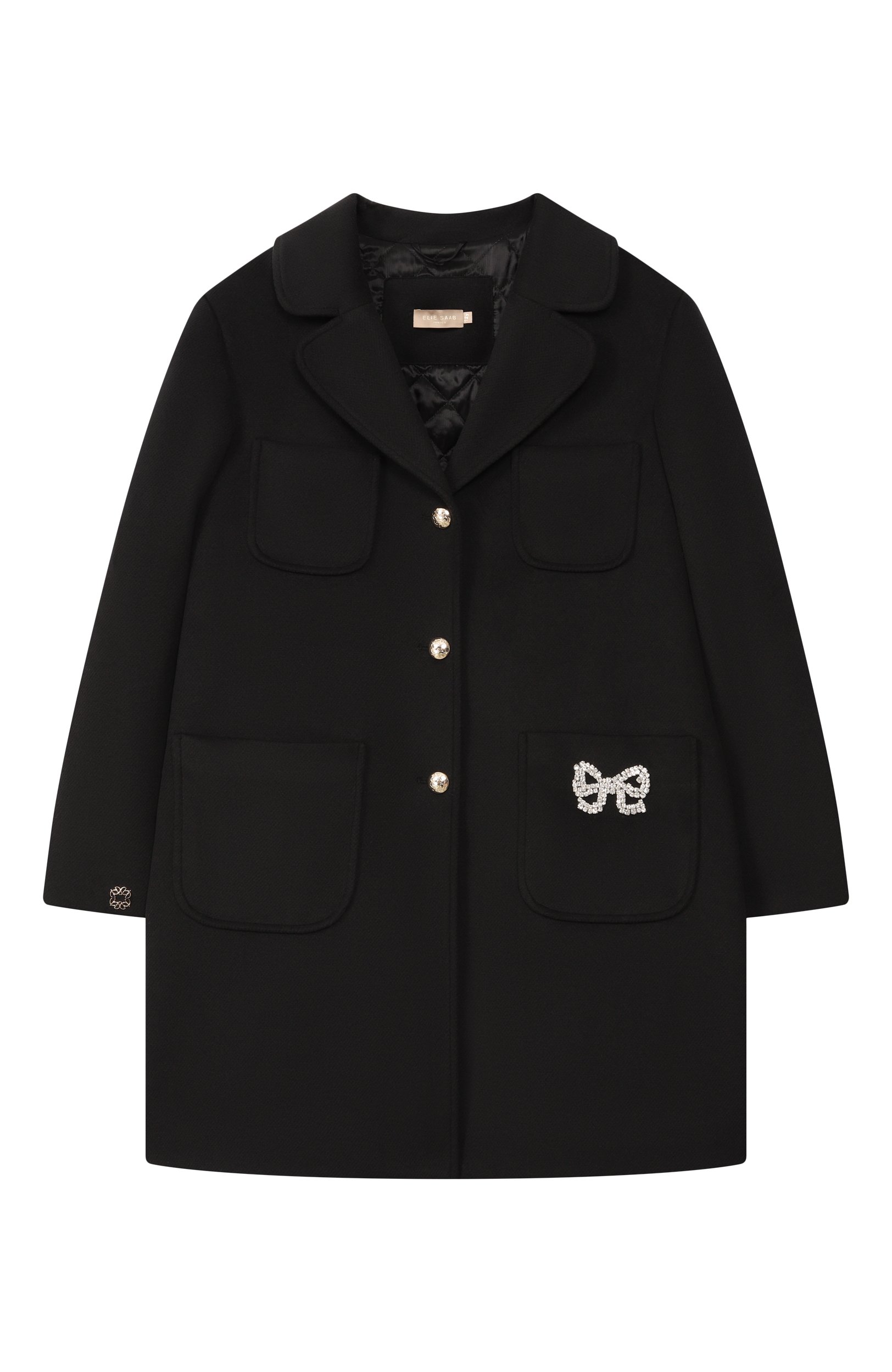 Пальто ELIE SAAB JUNIOR черного цвета по цене 87850 руб., арт. EFCT003/TS1059_001, фото 1 Пальто ELIE SAAB JUNIOR, арт. EFCT003/TS1059_001, фото 1