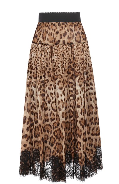 Шелковая юбка-миди с леопардовым принтом DOLCE & GABBANA, арт. 0102/F4A2BT/FS1AR, фото 1
