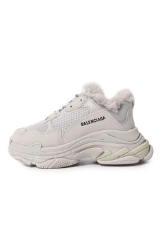 Женские комбинированные кроссовки triple s BALENCIAGA светло-серого цвета, арт. 668562W3CQ5 | Фото 4 (Материал внешний: Экокожа, Текстиль; Материал утеплителя: Экомех; Стили: Гранж, Кэжуэл; Материал сплава: Проставлено; Драгоценные камни: Проставлено)