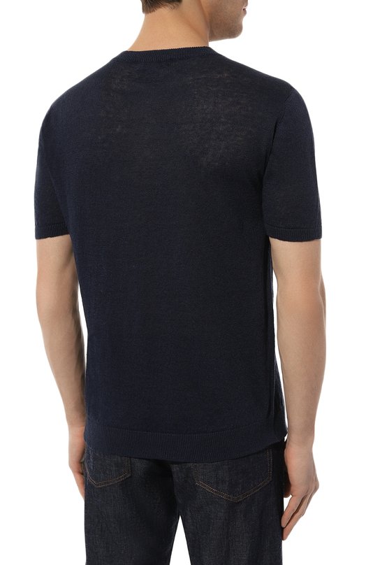 Джемпер изо льна и хлопка Il Borgo Cashmere Синий, фото 4