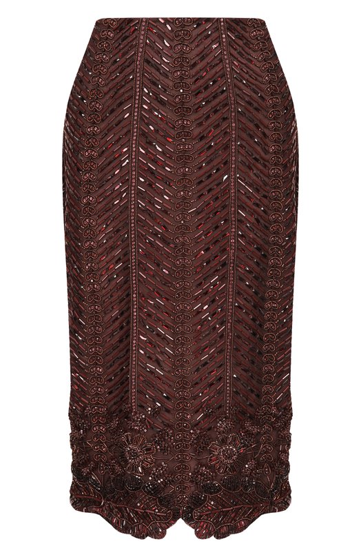 Юбка с отделкой бисером Elie Saab SK237NF25/BE043 Коричневый SK237NF25/BE043