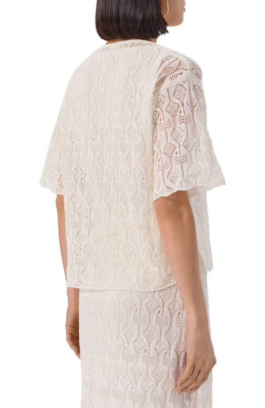 Топ из хлопка и шелка Bottega Veneta 833883/V5ND0 Кремовый  833883/V5ND0 Фото 4