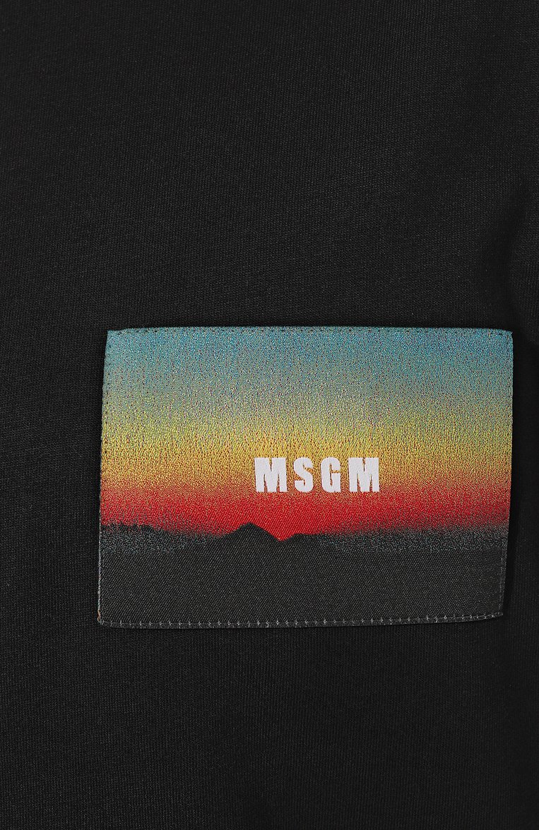 Мужская хлопковая футболка MSGM черного цвета, арт. 3640MM154/247002 | Фото 5 (Рукава: Короткие; Длина (для топов): Стандартные; Принт: С принтом; Материал сплава: Проставлено; Материал внешний: Хлопок; Драгоценные камни: Проставлено; Стили: Кэжуэл)