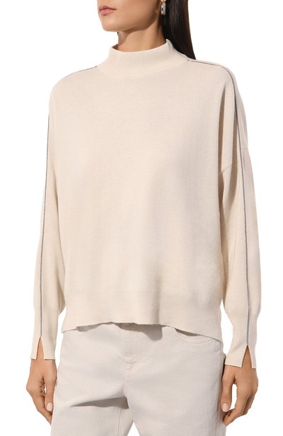 Кашемировый свитер BRUNELLO CUCINELLI кремового цвета по цене 263500 руб., арт. M12191914, фото 3 Кашемировый свитер BRUNELLO CUCINELLI, арт. M12191914, фото 3