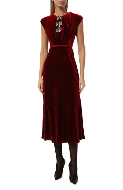 Бархатное платье GIAMBATTISTA VALLI бордового цвета по цене 468500 руб., арт. 24FWPVTE5110-23ALB, фото 3 Бархатное платье GIAMBATTISTA VALLI, арт. 24FWPVTE5110-23ALB, фото 3