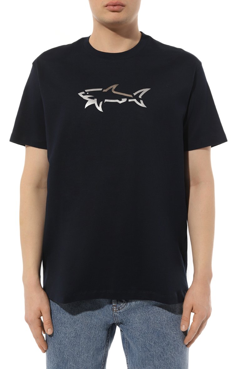 Мужская хлопковая футболка PAUL&SHARK темно-синего цвета, арт. 24411085/S-XXL | Фото 3 (Рукава: Короткие; Длина (для топов): Стандартные; Материал внешний: Хлопок; Стили: Кэжуэл; Принт: С принтом; Кросс-КТ: Джерси; Мужское Кросс-КТ: Футболка-одежда; Автоматизация ТО: Проставлено; Автоматизация состава: Проставлено; Детали: Без декора)