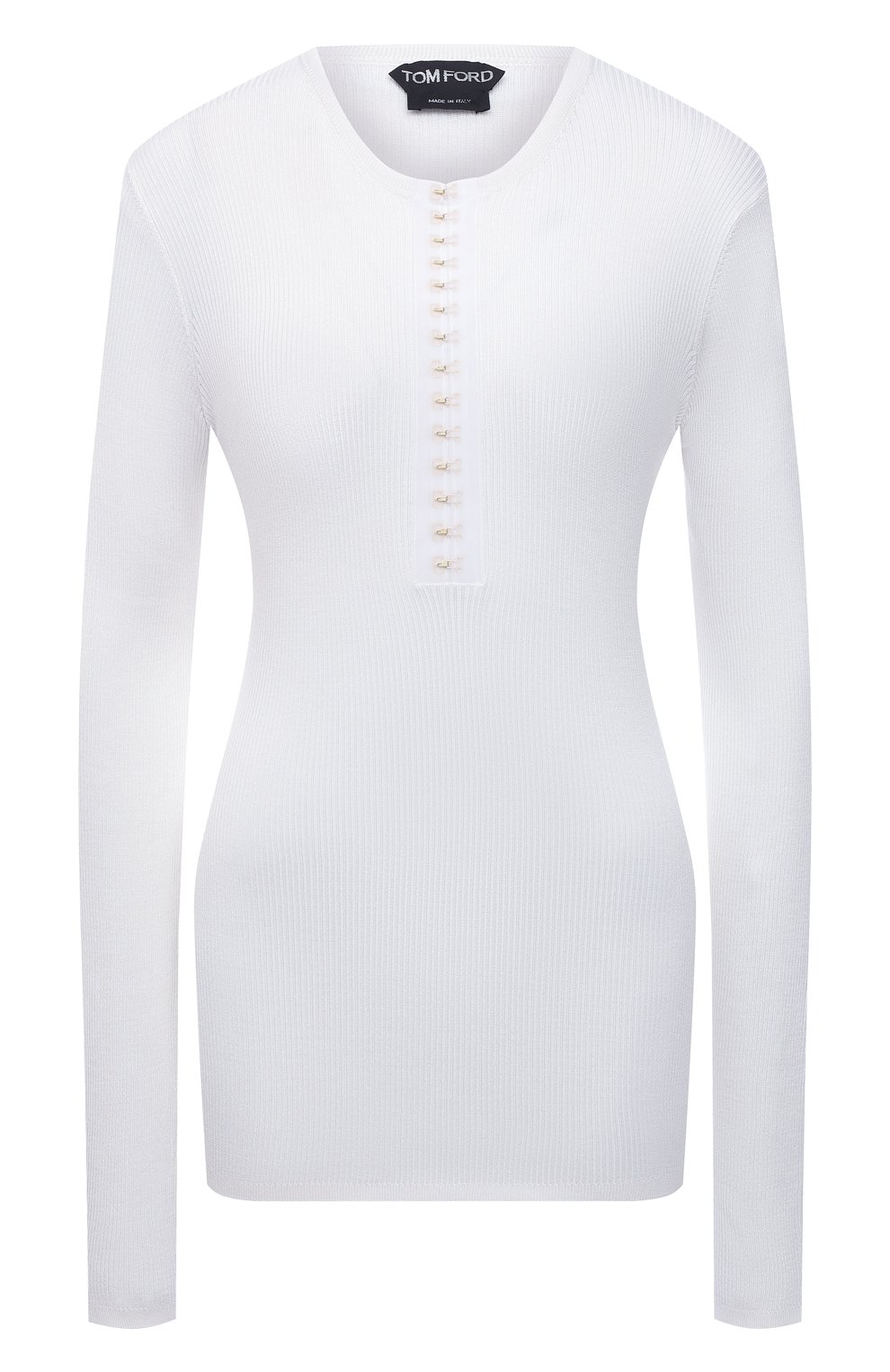 Шелковый пуловер TOM FORD белого цвета по цене 116500 руб., арт. MAK1106-YAX367, фото 1 Шелковый пуловер TOM FORD, арт. MAK1106-YAX367, фото 1