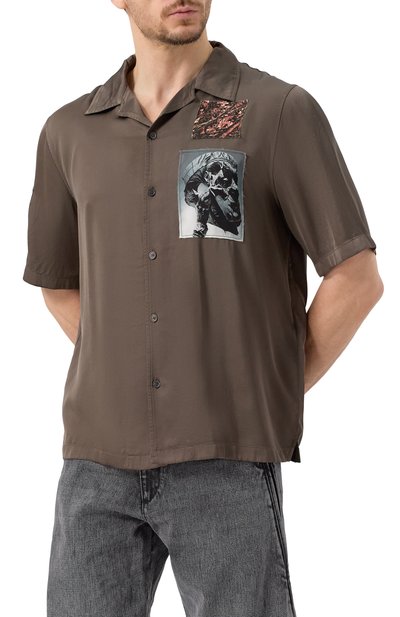 Рубашка из вискозы DIESEL коричневого цвета по цене 35150 руб., арт. A16703/0SLBN, фото 3 Рубашка из вискозы DIESEL, арт. A16703/0SLBN, фото 3