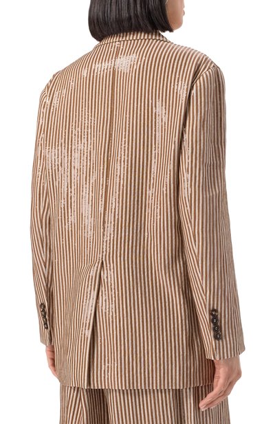 Льняной жакет с отделкой пайетками BRUNELLO CUCINELLI, арт. MM6337378, фото 4