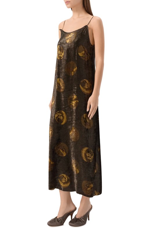 Платье из вискозы и шелка Uma Wang P0 W UW5085 Коричневый  P0 W UW5085 Фото 3