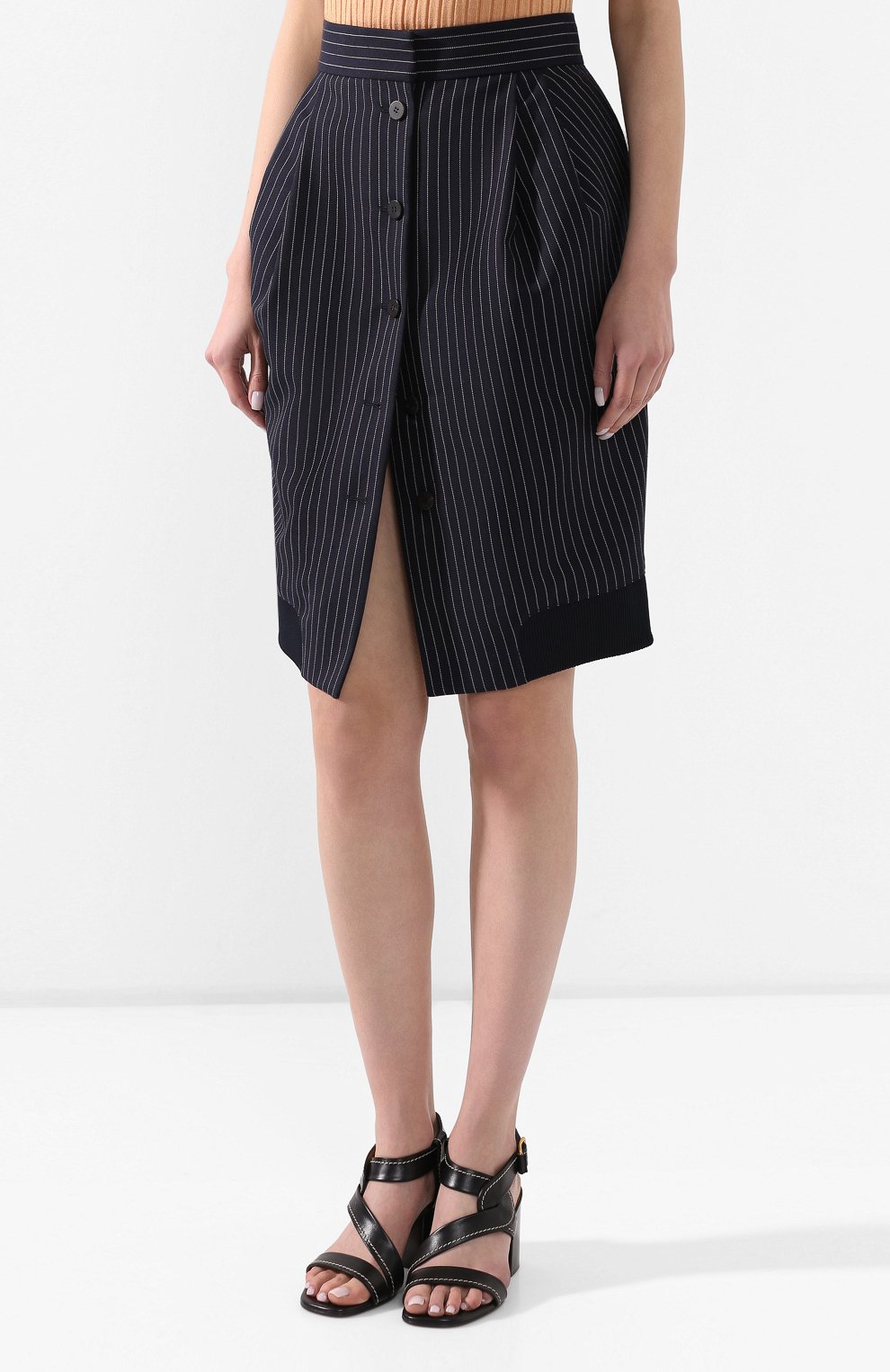 Шерстяная юбка CHLOÉ темно-синего цвета по цене 133000 руб., арт. CHC20UJU11063, фото 3 Шерстяная юбка CHLOÉ, арт. CHC20UJU11063, фото 3